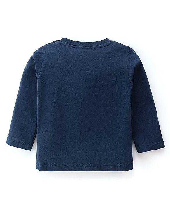 Babyhug Cotton Knit Full Sleeves Night Suit With Lion Print -Navy Blue & White