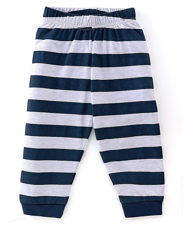 Babyhug Cotton Knit Full Sleeves Night Suit With Lion Print -Navy Blue & White