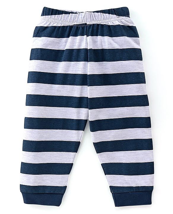 Babyhug Cotton Knit Full Sleeves Night Suit With Lion Print -Navy Blue & White