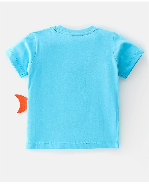 Babyhug Single Jersey Cotton Knit Half Sleeves Fish Printed Night Suit - Blue