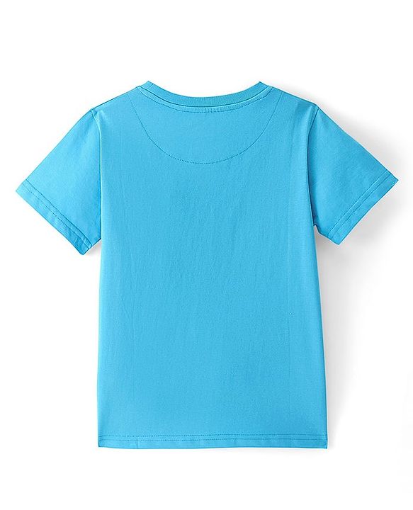 Pine Kids Cotton Half Sleeves T-Shirt Skateboard Print - Blue Atoll