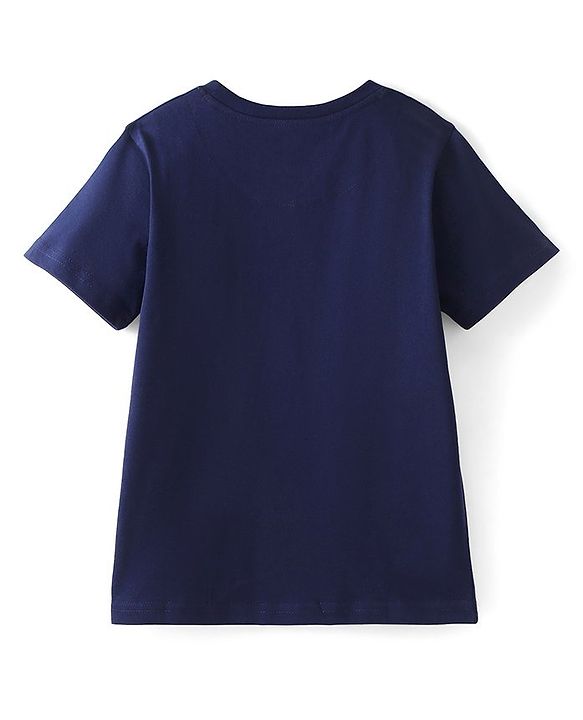 Pine Kids Cotton Knit Half Sleeves T-Shirt Boat Print - Blue Depths