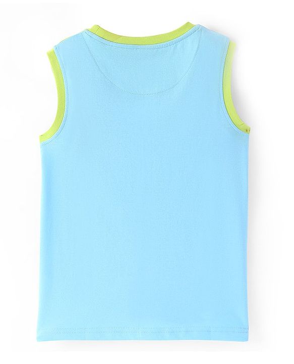 Pine Kids Cotton Knit Sleeveless T-Shirt Text Print - Wild Lime & Atomizer