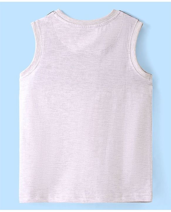 Pine Kids Sleeveless T-Shirt Players Print - White Melange