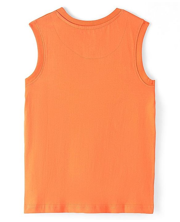 Pine Kids Cotton Sleeveless Tank T-Shirt SKB Print - Tangerine