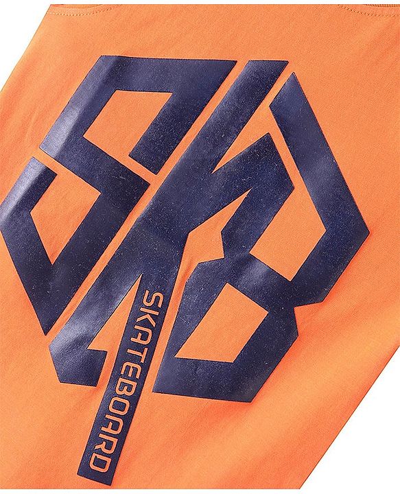 Pine Kids Cotton Sleeveless Tank T-Shirt SKB Print - Tangerine