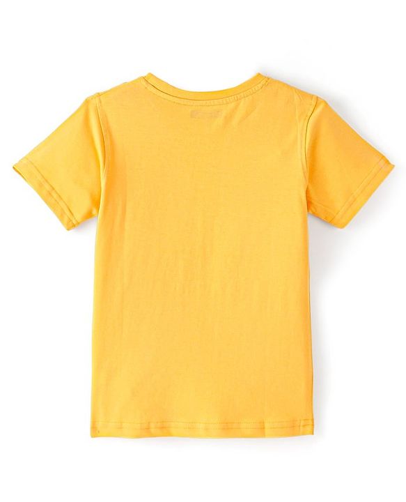 Pine Kids Cotton Knit Half Sleeves T-Shirt With Jeep Print - Yellow