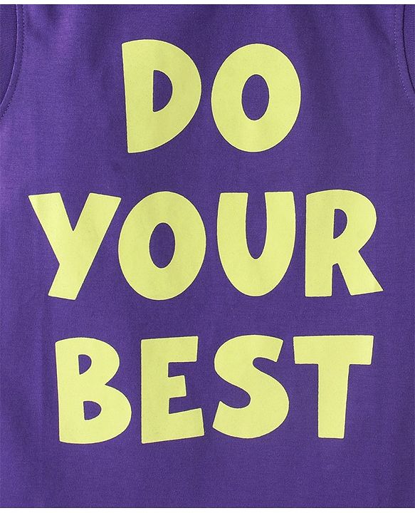 Pine Kids Cotton Knit Sleeveless Tank T-Shirt Text Print - Purple Corallites