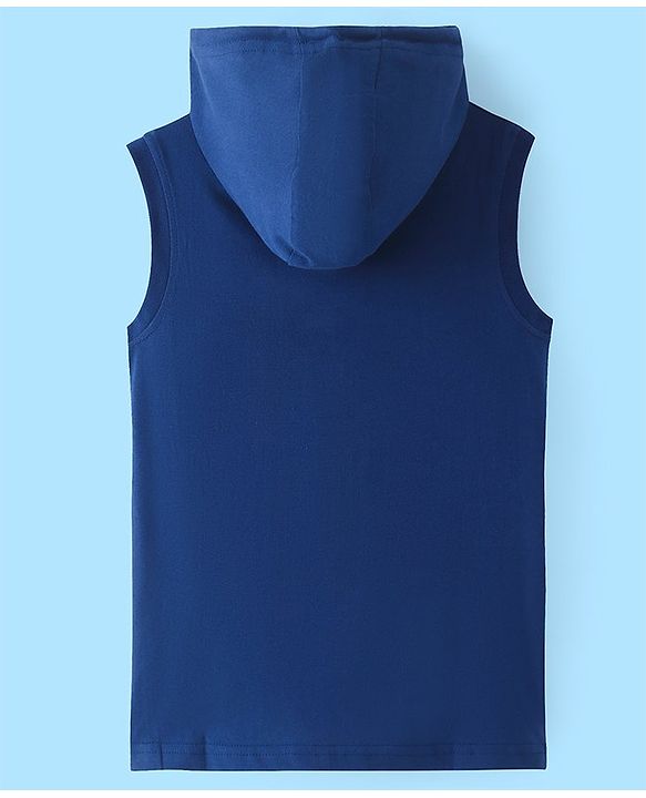 Pine Kids Cotton Knit Sleeveless  Hooded T-Shirt With Color Block Print - Multicolor