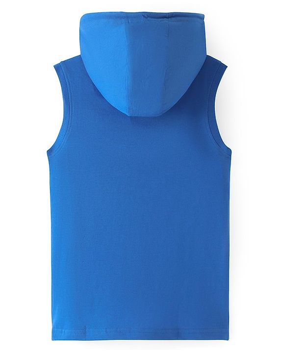 Pine Kids Cotton Knit Sleeveless  Hooded T-Shirt With Color Block Print - Multicolor