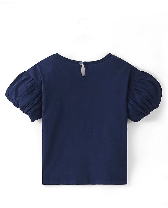 Pine Kids Cotton Knit Half Sleeves Top Beach Theme - Navy Poeny