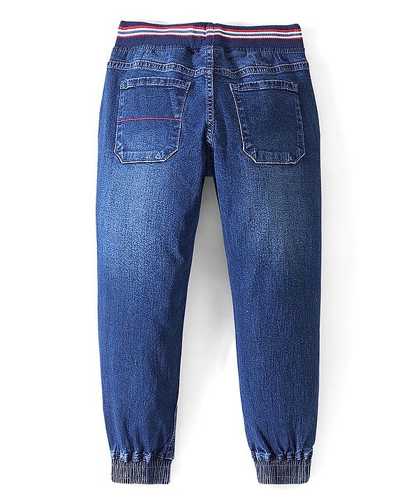 Pine Kids Denim Woven Full Length Washed Jeans Text Print - Blue