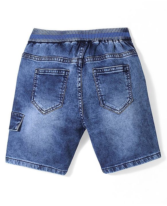 Pine Kids Knee Length Rib Elasticated Waist Denim Shorts - Blue