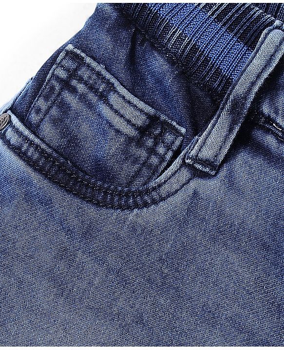 Pine Kids Knee Length Rib Elasticated Waist Denim Shorts - Blue