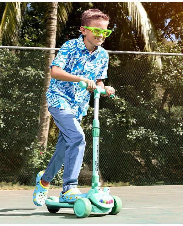 Pine Kids Cotton Half Sleeves Shirt Tropical Print - Blue