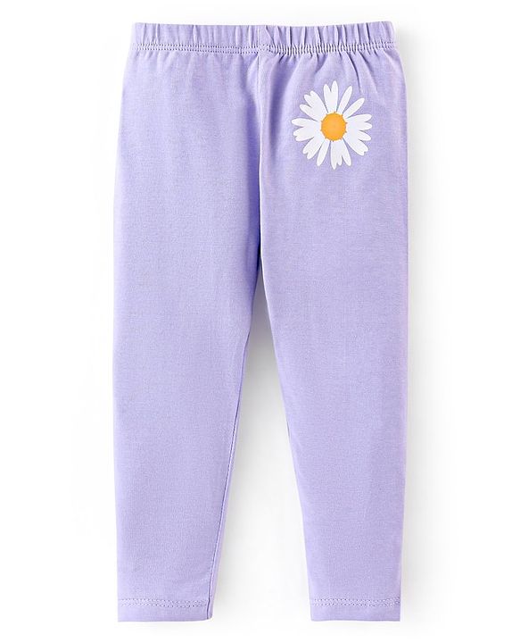 Babyhug Cotton Lycra Knit Full Length Leggings With Strech Unicorn Print Pack of 3 - Multicolor