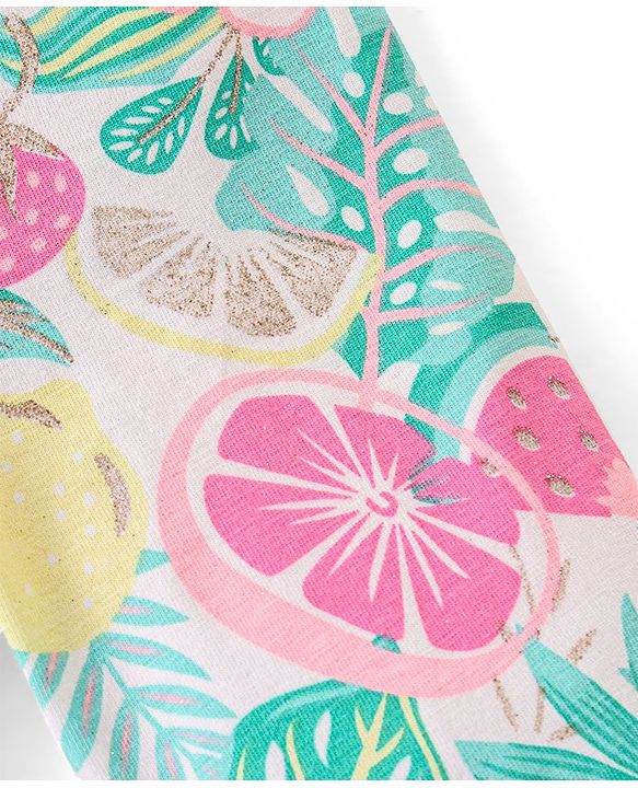 Babyhug Cotton Lycra Full Length Leggings with Floral & Polka Dots Print Pack of 3 - Pink Green & Yellow