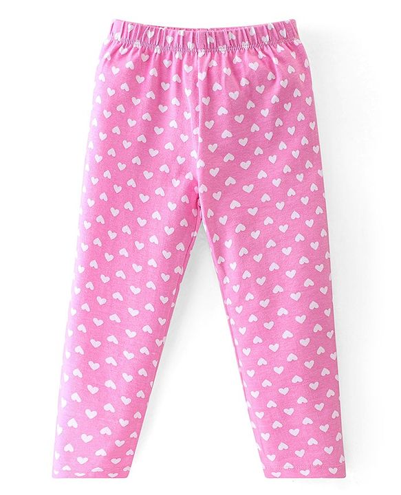 Babyhug Cotton Lycra Knit Full Length Leggings Butterfly & Dot Print Pack of 2- Multicolour