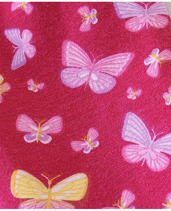 Babyhug Cotton Lycra Knit Full Length Leggings Butterfly & Dot Print Pack of 2- Multicolour