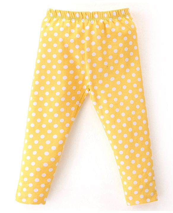 Babyhug Cotton Lycra Knit Full Length Leggings With Strech Floral Print Pack of 2 - Pink & Yellow