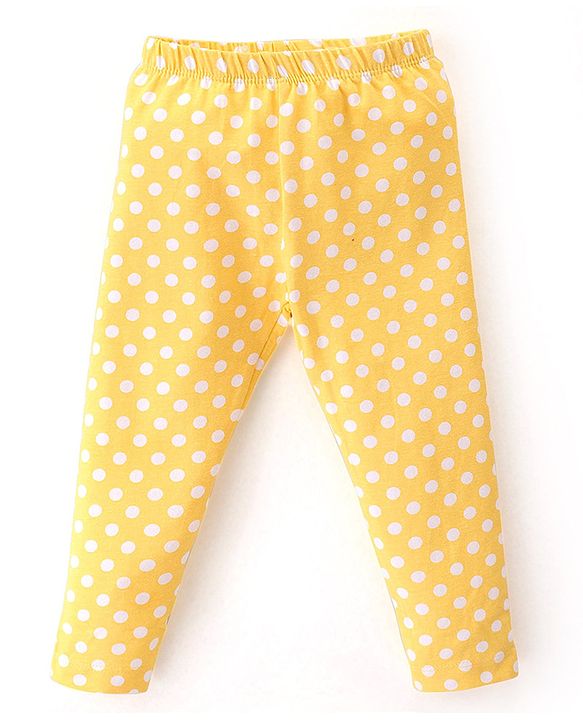 Babyhug Cotton Lycra Knit Full Length Leggings With Strech Floral Print Pack of 2 - Pink & Yellow