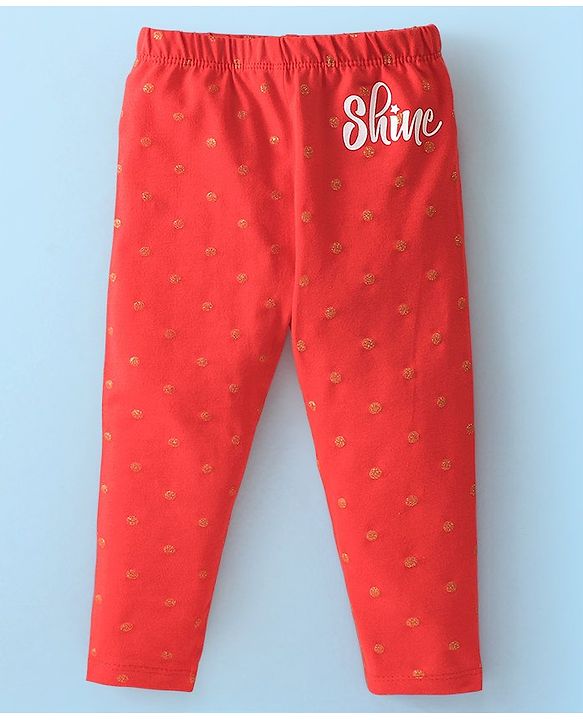 Babyhug Cotton Lycra Full Length Leggings Star & Text Print Pack of 2 - Multicolour
