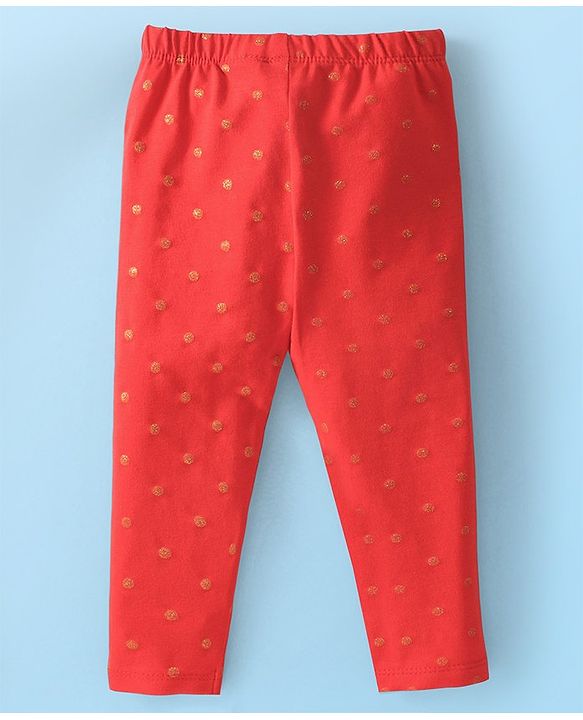 Babyhug Cotton Lycra Full Length Leggings Star & Text Print Pack of 2 - Multicolour