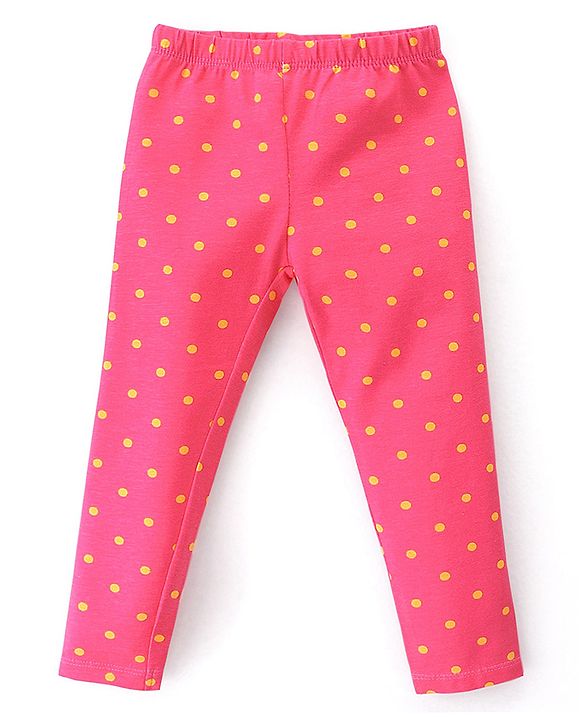 Babyhug Cotton Lycra Knit Full Length Leggings With Strech Floral Print Pack of 2 - Pink & Blue