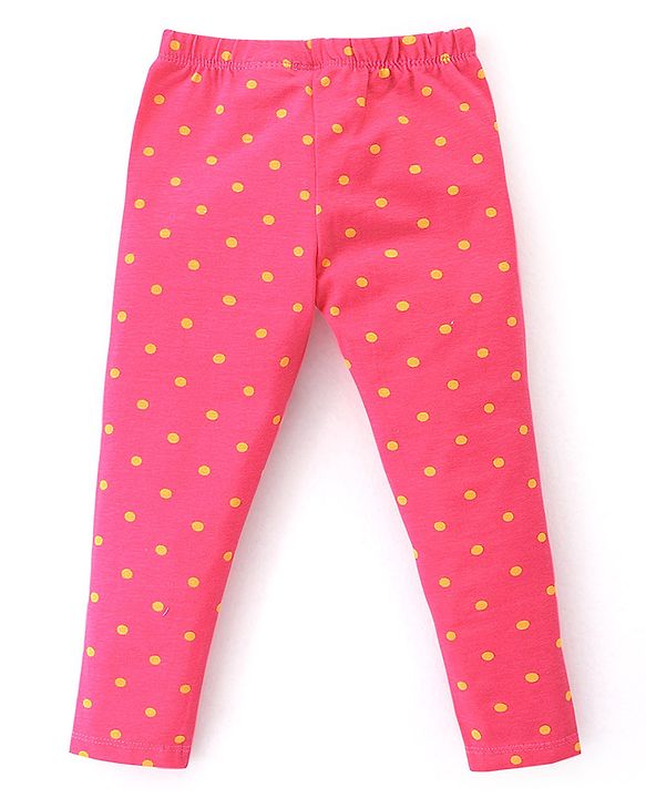 Babyhug Cotton Lycra Knit Full Length Leggings With Strech Floral Print Pack of 2 - Pink & Blue