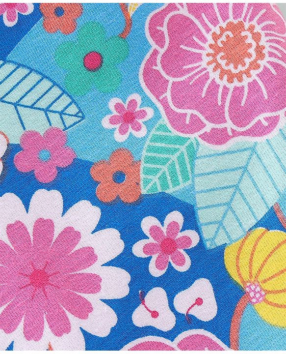 Babyhug Cotton Lycra Full Length Floral Printed Legging - Pink & Blue
