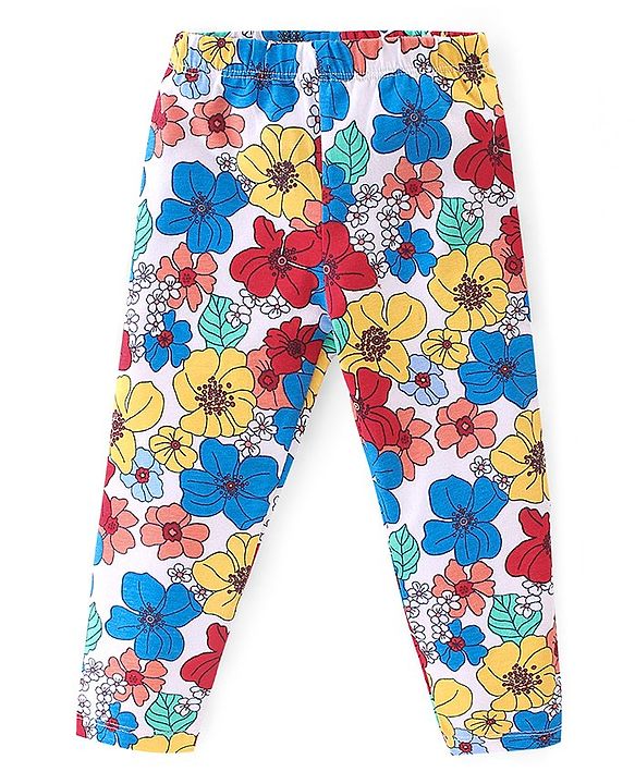 Babyhug Cotton Lycra Full Length Floral Printed Legging - Multicolour