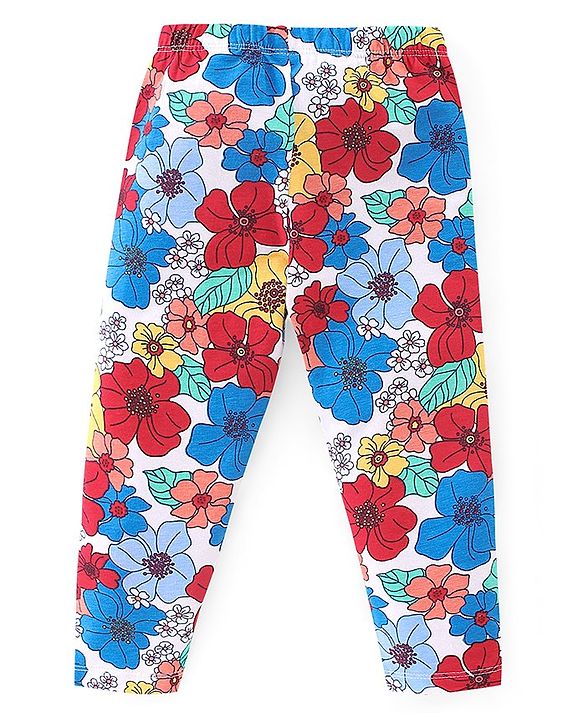 Babyhug Cotton Lycra Full Length Floral Printed Legging - Multicolour
