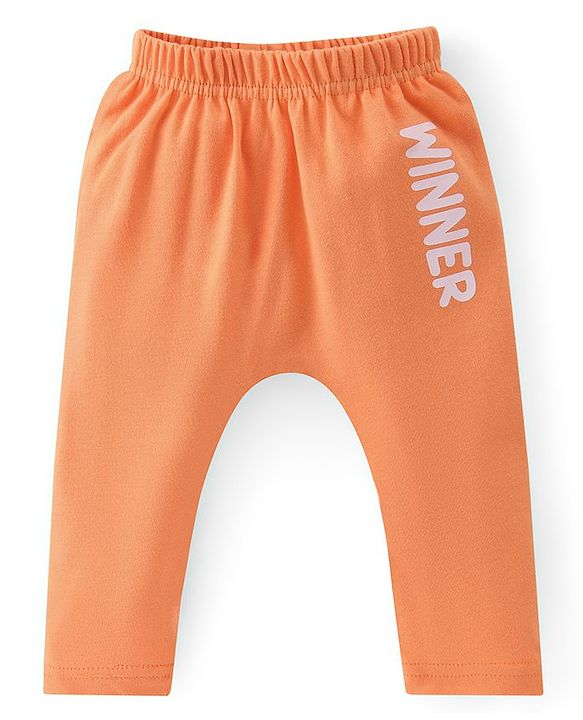 Babyhug Cotton Knit Full Length Diaper Leggings with Striped & Sports Print Pack of 3 - Blue & Orange