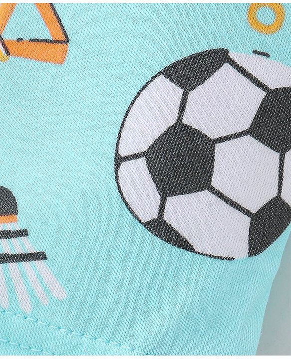 Babyhug Cotton Knit Full Length Diaper Leggings with Striped & Sports Print Pack of 3 - Blue & Orange