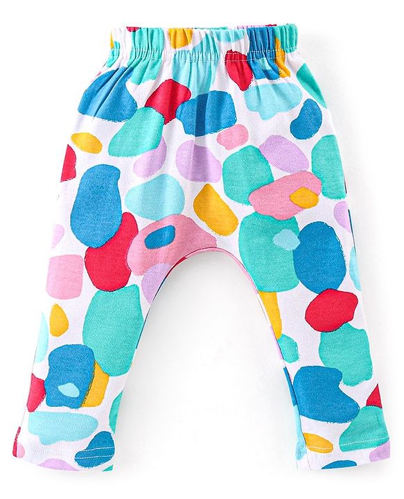 Babyhug Cotton Interlock Knit Full Length Diaper Legging Circle Print Pack of 3 - Multicolor