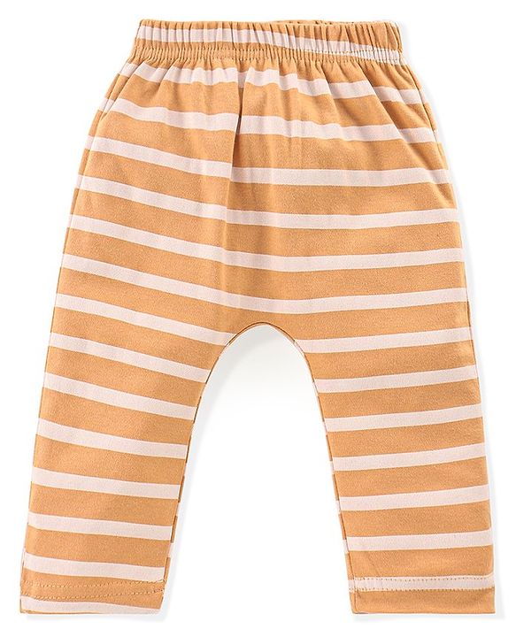 Babyhug Cotton Knit Full Length Diaper Leggings Bear Printed & Striped Pack of 3 - Red & Blue