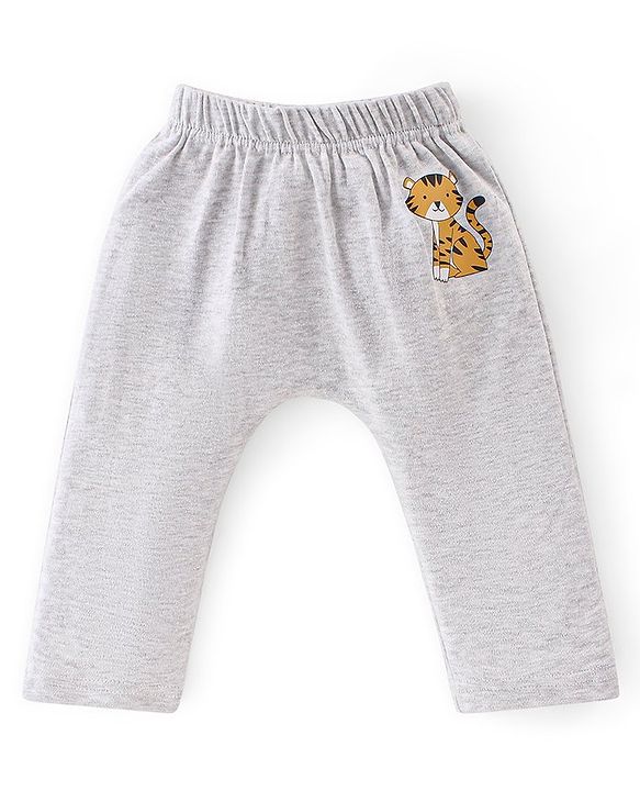 Babyhug Cotton Full Length Diaper Leggings Tiger & Stripes Print Pack Of 3- White Yellow & Green