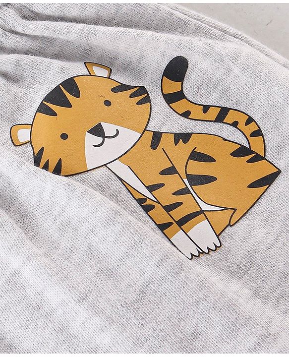 Babyhug Cotton Full Length Diaper Leggings Tiger & Stripes Print Pack Of 3- White Yellow & Green