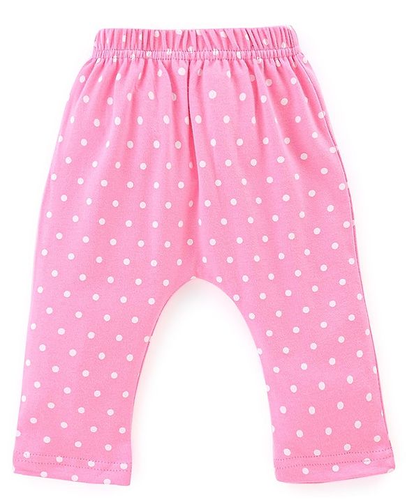 Babyhug Cotton Knit Full Length Diaper Leggings Mushroom Printed Pack of 3 - Pink Yellow & Blue