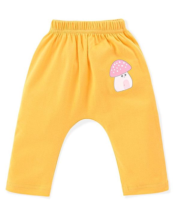 Babyhug Cotton Knit Full Length Diaper Leggings Mushroom Printed Pack of 3 - Pink Yellow & Blue