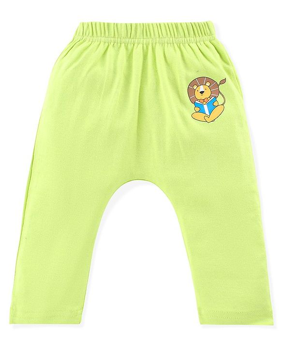 Babyhug Interlock Knit Full Length Diaper Pants Jungle Animals Printed Pack of 3 - Blue & Green