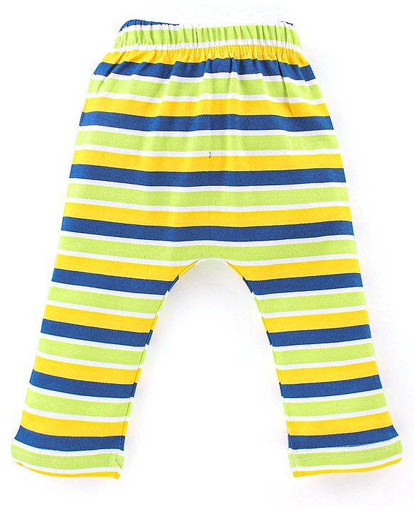Babyhug Interlock Knit Full Length Diaper Pants Jungle Animals Printed Pack of 3 - Blue & Green