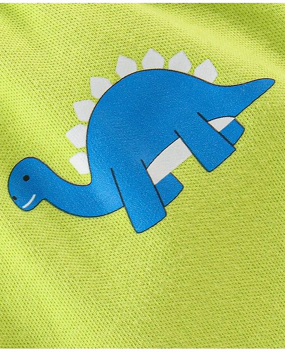Babyhug Cotton Full Length Diaper Leggings Dino & Stripes Print Pack Of 3- Blue & Green