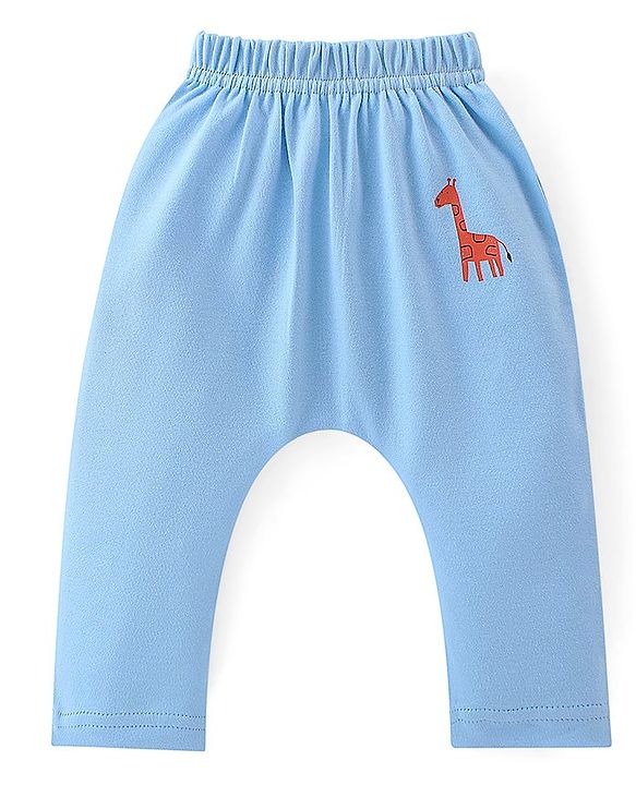Babyhug Interlock Cotton Knit Stripes & Giraffe Printed Diaper Leggings Pack of 3 - Multicolour