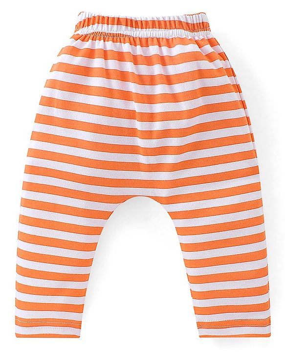 Babyhug Interlock Cotton Knit Stripes & Giraffe Printed Diaper Leggings Pack of 3 - Multicolour