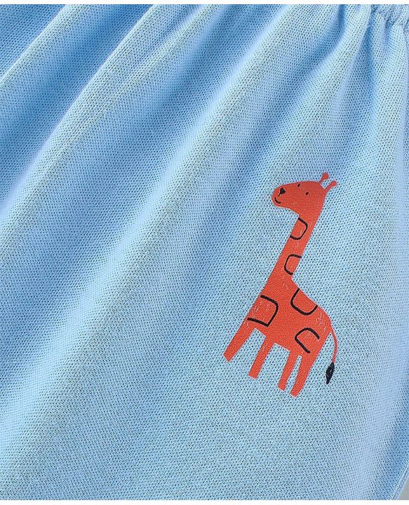 Babyhug Interlock Cotton Knit Stripes & Giraffe Printed Diaper Leggings Pack of 3 - Multicolour
