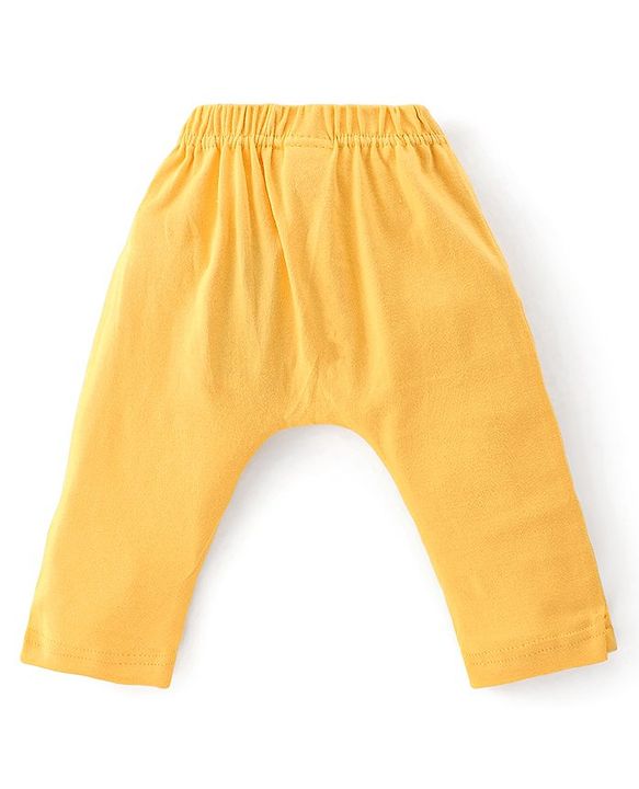 Babyhug Cotton Knit Interlock Full Length Diaper Leggings With Star & Dino Print Pack Of 3 - Yellow Red & Blue