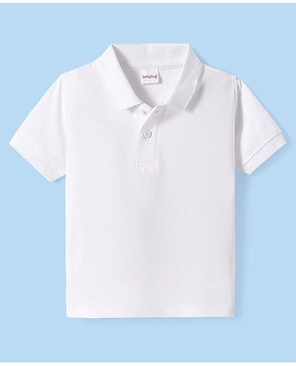 Babyhug Cotton Knit Half Sleeves Polo T-Shirt Solid Color - White