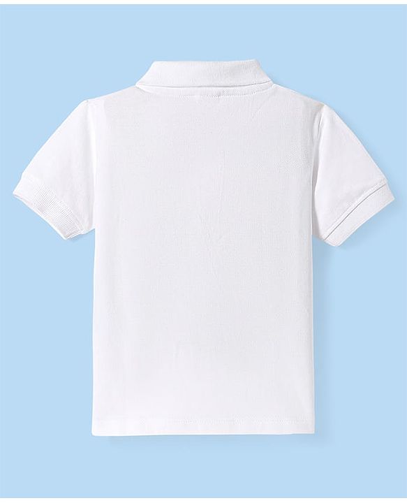 Babyhug Cotton Knit Half Sleeves Polo T-Shirt Solid Color - White