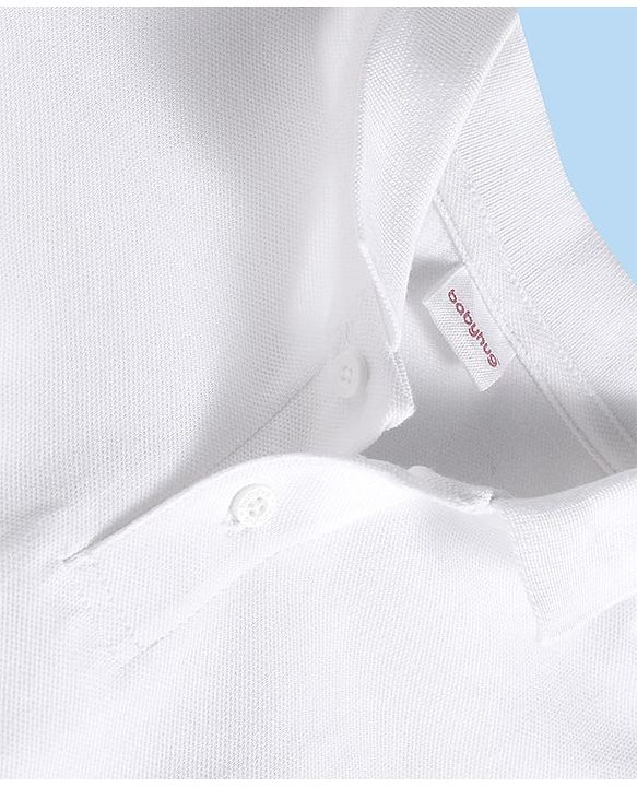 Babyhug Cotton Knit Half Sleeves Polo T-Shirt Solid Color - White